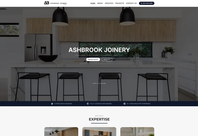 Website design for Ashbrook Joinery, Shoalhaven