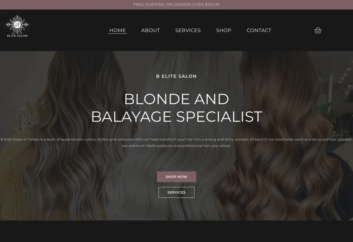 Website design for B Elite Salon, Callala Bay