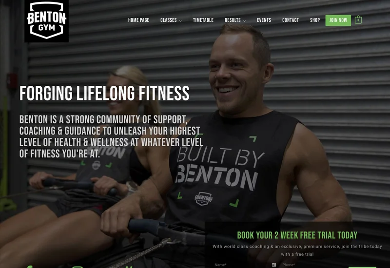 Website design for Benton Gym, Shoalhaven
