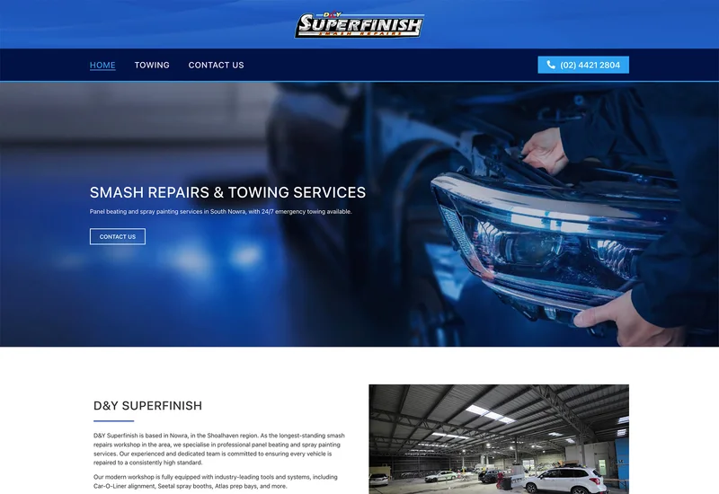 Website design for D&Y Superfinish, Nowra