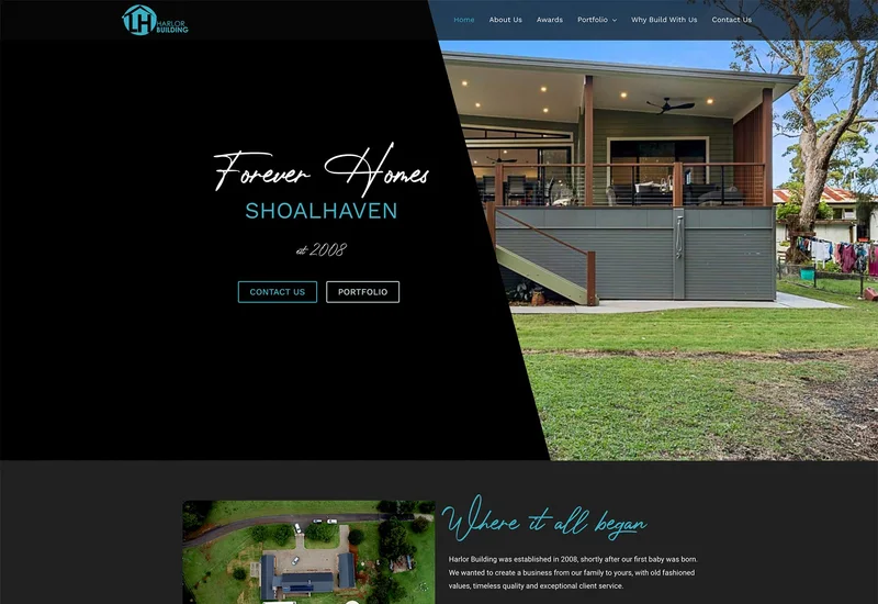 Website design for Harlor Building, Shoalhaven