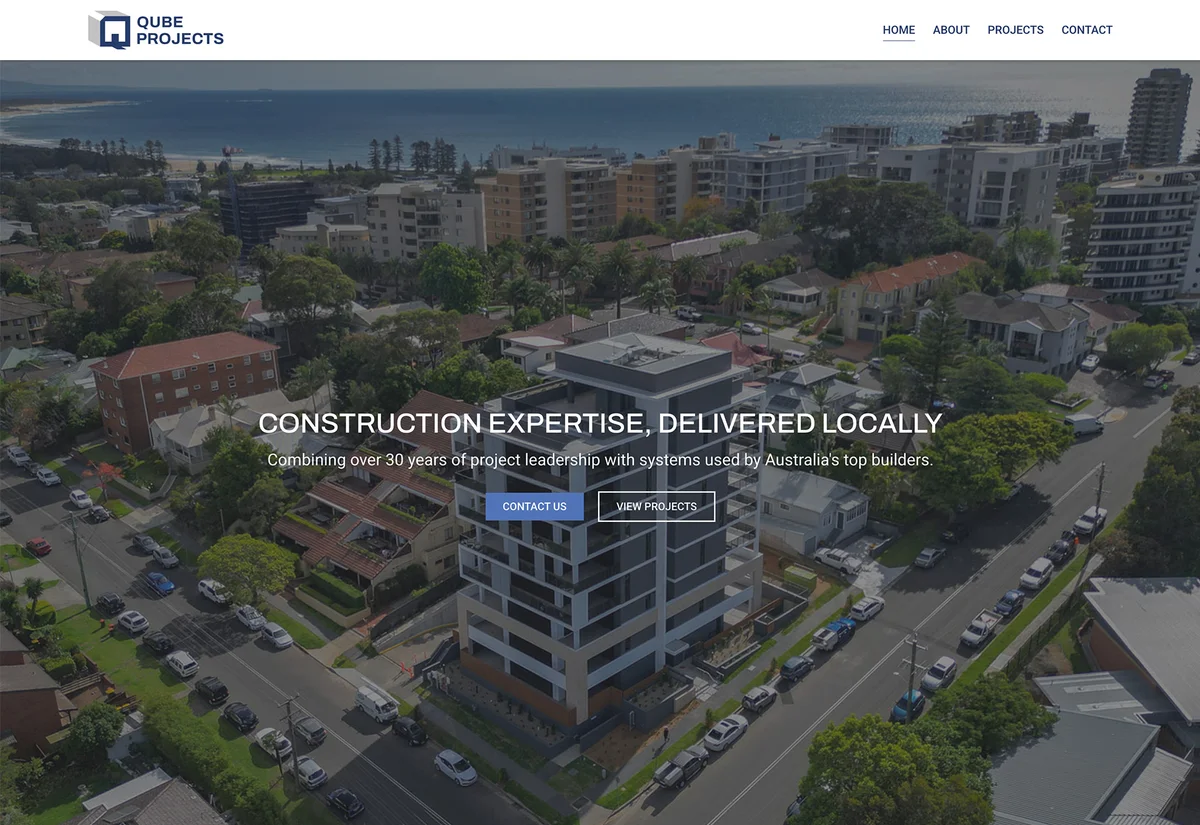 Website design for Qube Projects, Shoalhaven