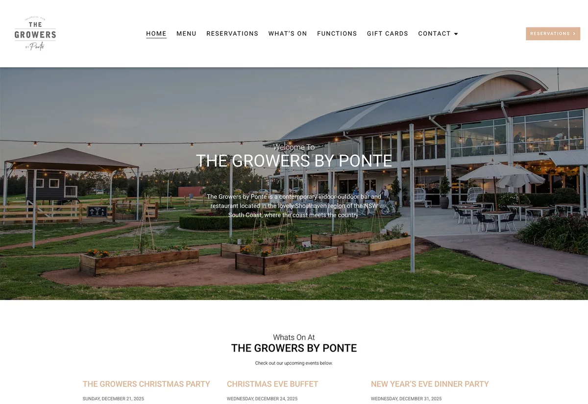 Website design for The Growers by Ponte, Shoalhaven