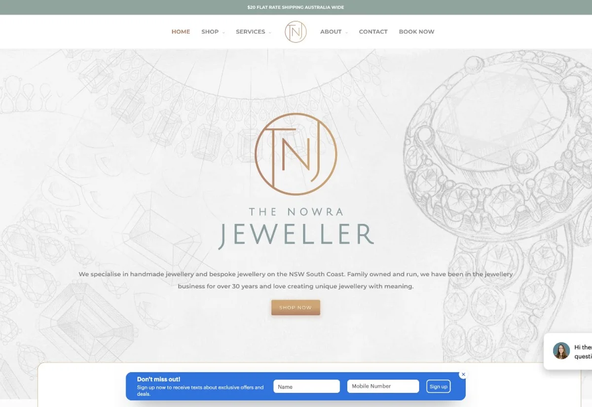 Website design for The Nowra Jeweller, Nowra CBD