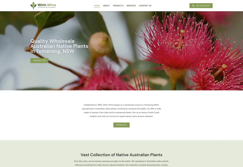 Website design for Wirin Wirra, Tomerong