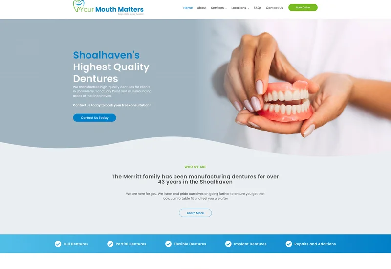 Website design for Your Mouth Matters, Shoalhaven